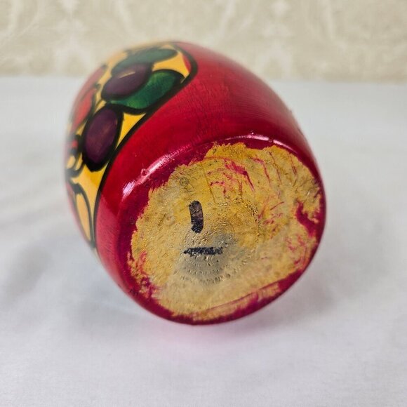 Single Matryoshka Doll Wood Hand Painted Russian Colorful Floral Motif - Picture 9 of 11